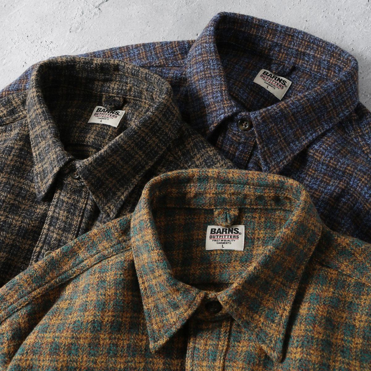 40's Worker Tweedy Cotton Flannel Shirt【Ver.1】BR-25372 – BARNS 40's Worker Tweedy Cotton Flannel Shirt【Ver.1】BR-25372 – BARNS