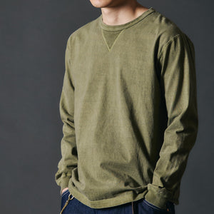
                  
                    Load image into gallery viewer 【2025 Seasonal Color】“STANDARD” 14/- COZUN  Double-V Gusset Crew Neck L/S T-Shirt【Pigment Dye】BR-3043PG
                  
                