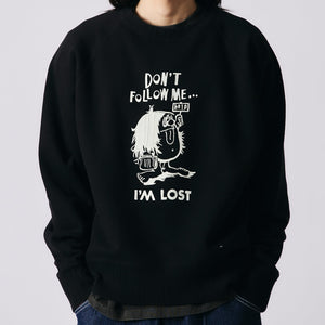 
                  
                    Load image into gallery viewer Azuma Drop Needle Ribbed Crewneck Print Sweatshirt【I&amp;#39;M LOST】BR-25437
                  
                