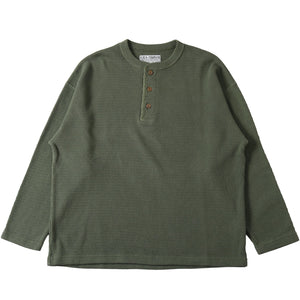 
                  
                    Load image into gallery viewer 【Button Works】Super Heavy Thermal Henley Neck L/S T-shirt【BARNS HIGHEST】BH253001
                  
                