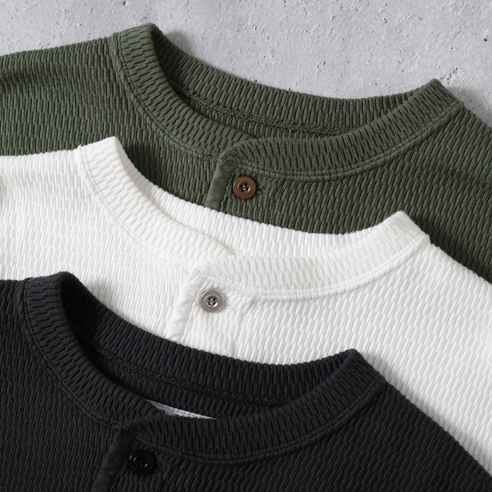 
                  
                    Load image into gallery viewer 【Button Works】Super Heavy Thermal Henley Neck L/S T-shirt【BARNS HIGHEST】BH253001
                  
                