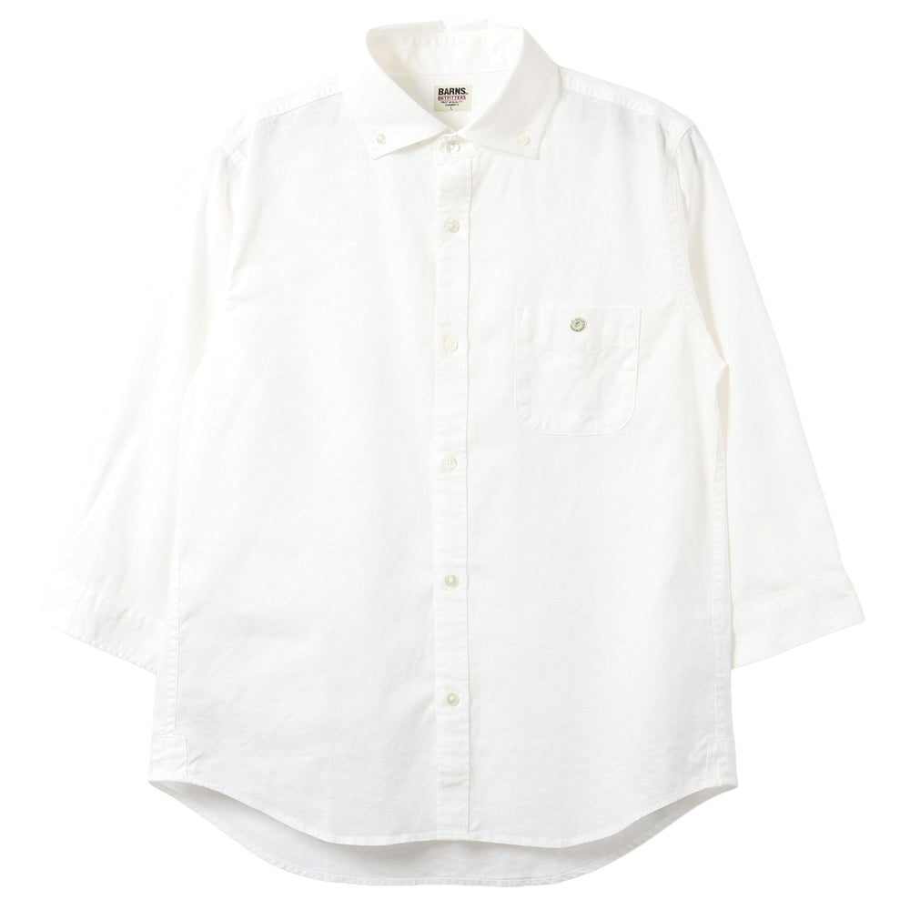 Wide Spread Collar Cotton Linen Three-quarter Sleeves B.D Shirt BR-26226