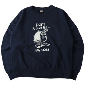 
                  
                    Load image into gallery viewer Azuma Drop Needle Ribbed Crewneck Print Sweatshirt【I&amp;#39;M LOST】BR-25437
                  
                