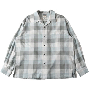 
                  
                    Load image into gallery viewer Indigo Cotton Faded Check Shirt 【Shuttle notes】BR-25139
                  
                