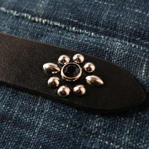 Tochigi Leather】30mm Leather Studs Belt 【Summer Oil Leather】LE