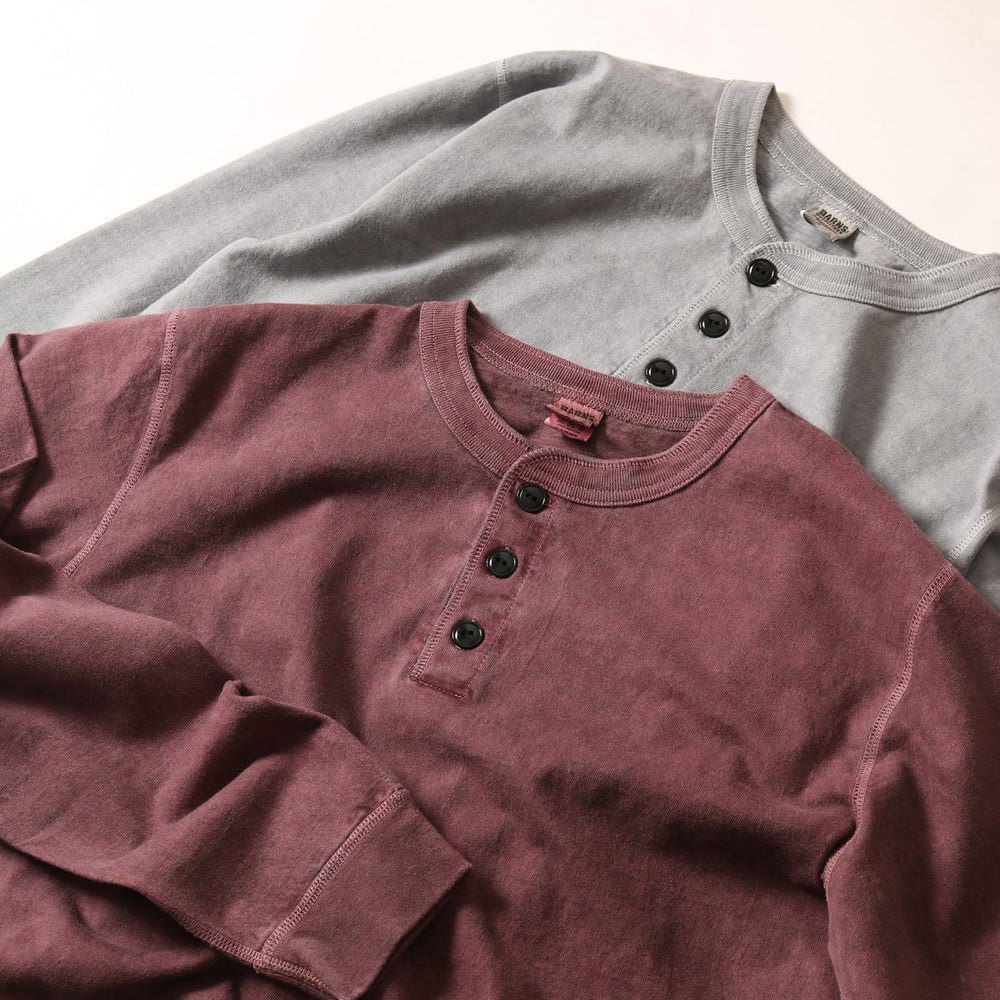 23AW New Color】【pigment dyeing】Henry Neck Long T-shirt – BARNS