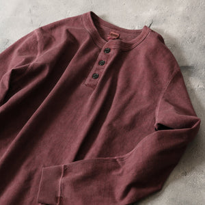 23AW New Color】【pigment dyeing】Henry Neck Long T-shirt – BARNS