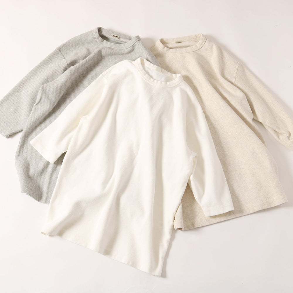 【Addition of standard color】Stretch spun milled fabric 3/4 sleeves T-shirt BR-8315